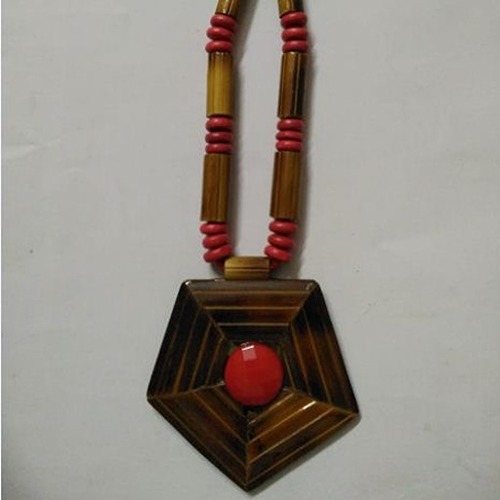an organic bamboo necklace and earrings for party