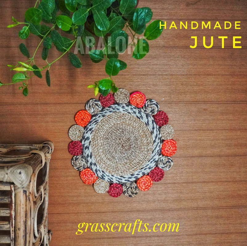 a handmade round shaped jute mat