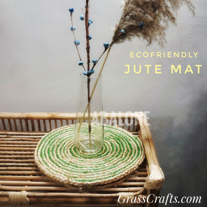 a handmade round jute mat
