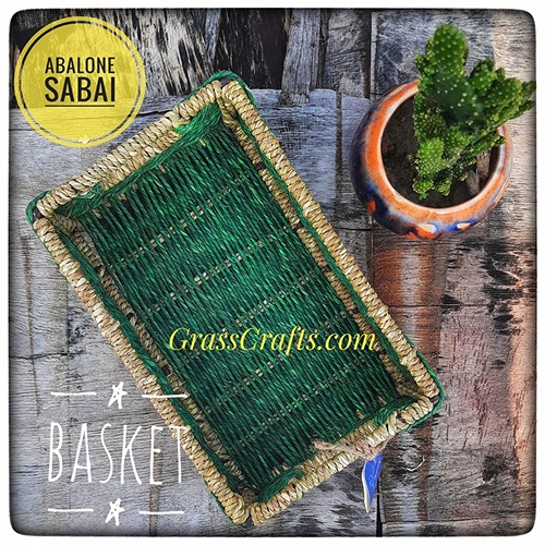 organic rectangular sabai basket and a potted plant