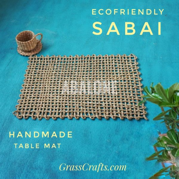 a handmade sabai place mat and a small cup